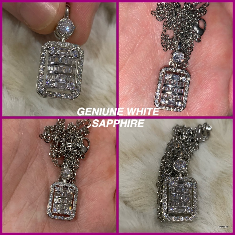 BRAND NEW GENIUNE WHITE SAPPHIRE STERLING SILVER PERFUME BOTTLE SHAPED N…
